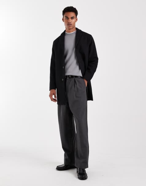 Only & Sons - Sort overfrakke i uldblanding - view 1