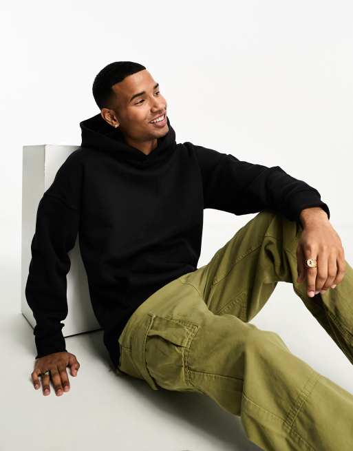 ONLY & SONS - Sort oversized hættetrøje i kraftig jersey, 3 af 4