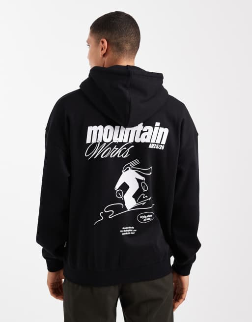 Only & Sons Sort - Sort oversized hættetrøje med skiprint på ryggen