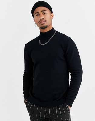 Only & Sons - sort strikket højhalset trøje