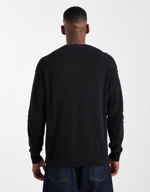 ONLY & SONS - Sort strikket top med rund hals og lavtsiddende skuldre, 4 af 5