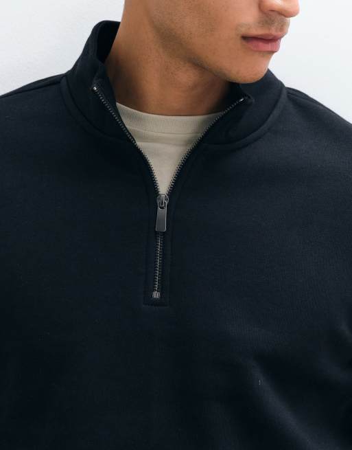 ONLY & SONS - Sort sweatshirt med halv lynlås, 4 af 5