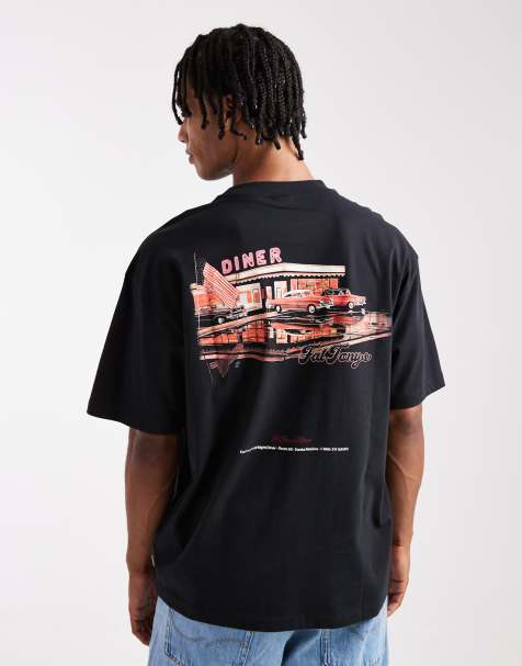 Only & Sons - Sort t-shirt med afslappet pasform og diner-grafikprint - view 1