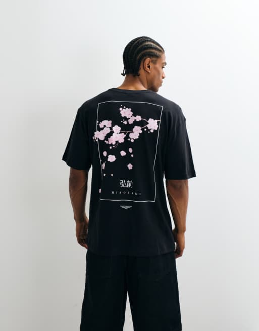 ONLY & SONS - Sort T-shirt med afslappet pasform og kirsebærprint på ryggen, 5 af 5