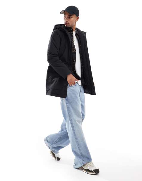 ONLY & SONS - Sort vandafvisende parka med hætte - view 1
