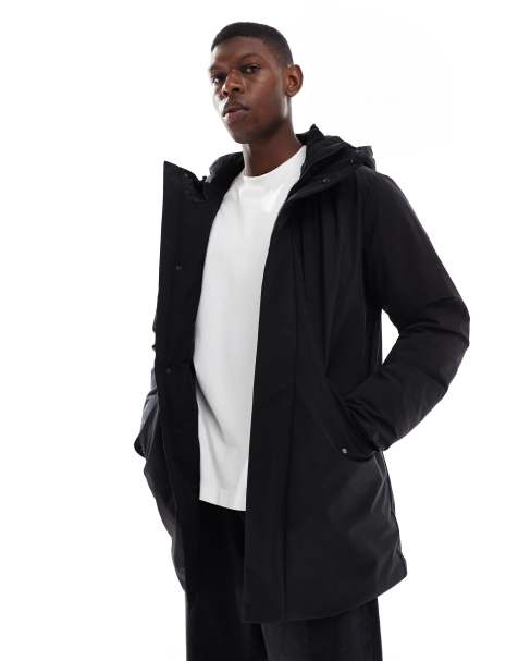 ONLY & SONS - Sort vandtæt parka med hætte - view 1