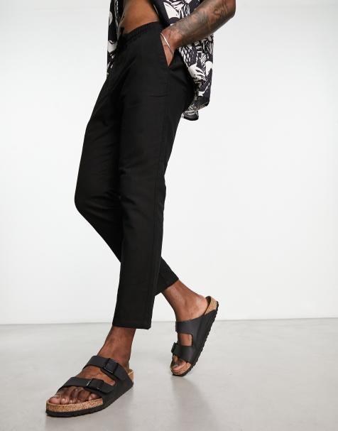 ONLY & SONS - Sorte cropped bukser i hørblanding - view 1
