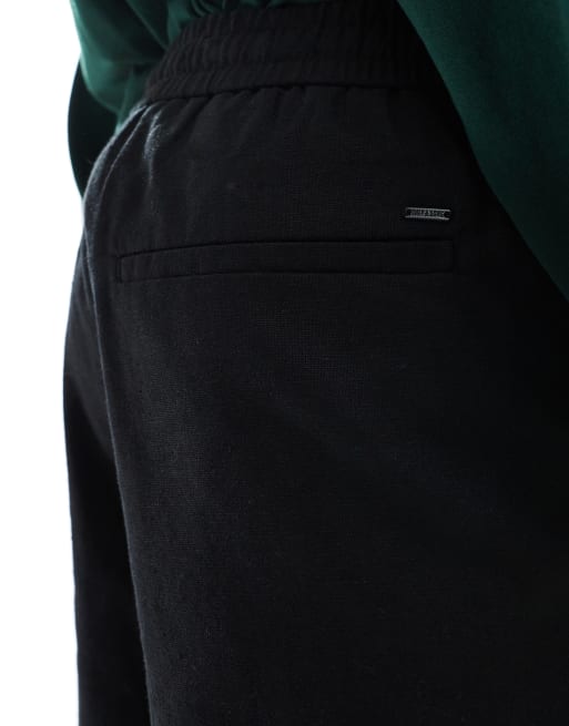 ONLY & SONS - Sorte shorts i hørblanding med bindetalje, 3 af 5