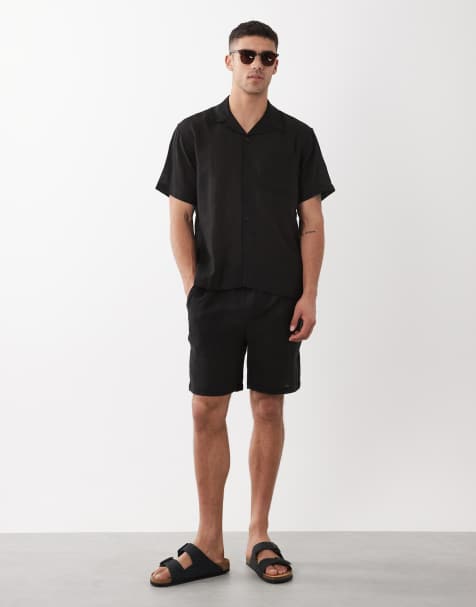 ONLY & SONS - Sorte shorts i hørrigt stof - Del af sæt - view 1