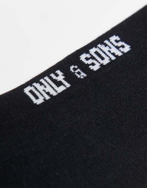 ONLY & SONS - Sorte sokker med hvid tekst i pakke med 3 par, 2 af 3