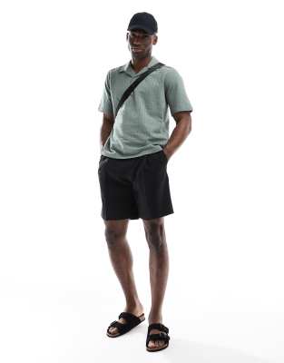 Only & Sons Split Neck Seersucker Polo