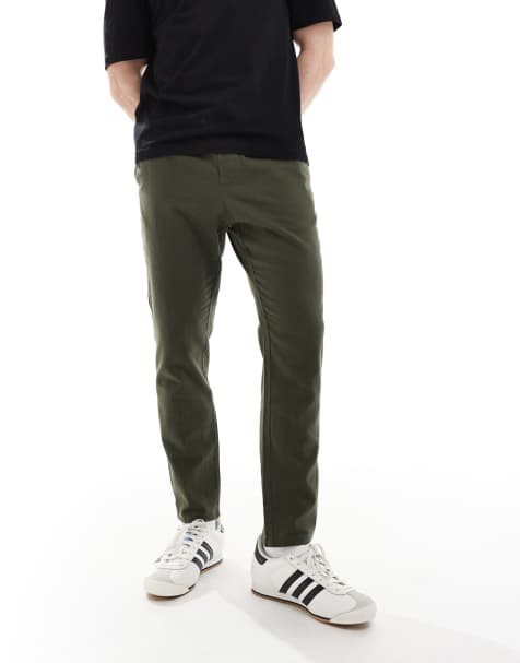 ONLY & SONS – Spodnie z krótszymi nogawkami z domieszką lnu w kolorze khaki - view 1