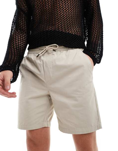 ONLY & SONS – Stenfärgade shorts av twill i dra på-modell - view 1