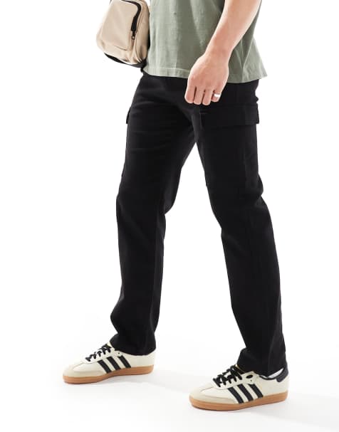 ONLY & SONS straight fit cargos in black - view 1