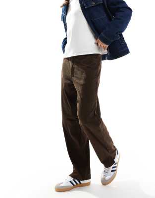 ONLY & SONS straight fit cord trousers in brown