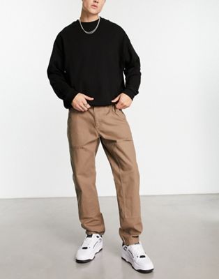 Only & Sons straight fit worker trousers in brown