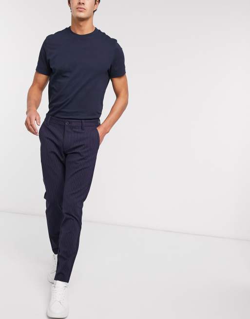 Stretch navy pants sale