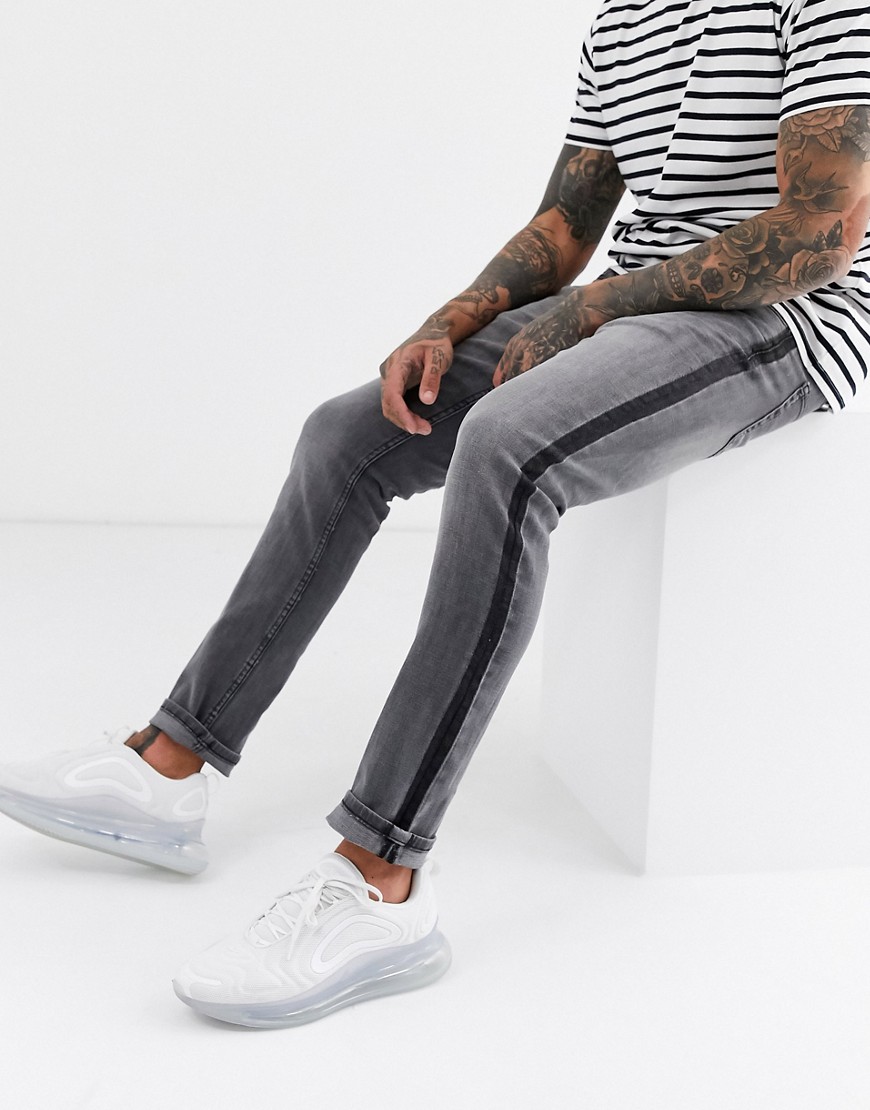 Only & Sons - Stribede jeans i Grey Wash med slim fit-Grå