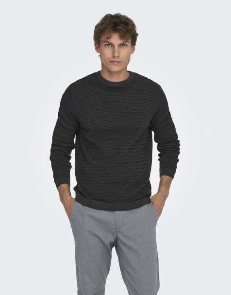 ONLY & SONS – Strickpullover in Dunkelgrau meliert - view 1