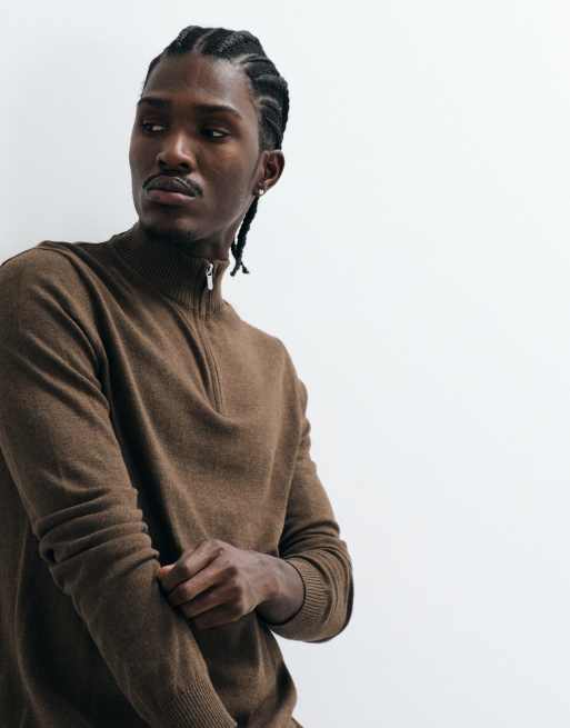ONLY & SONS Strickpullover mit 1/4-Reißverschluss in braun meliert, 2 von 5