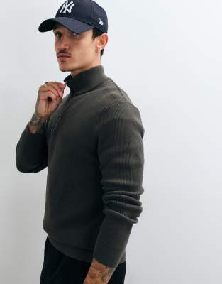 Only & Sons Herren Grün Troyer "Onsphil Reg 12 Struc Half Zip Knit Noos", Gr. Xxl, (Beluga), Strick, Obermaterial: 80% Baumwolle, 20% Nylon, Unifa... - Bild 6