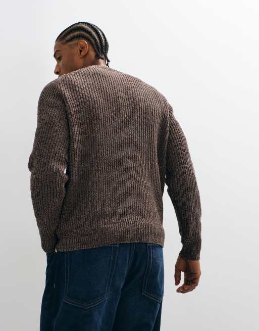 ONLY & SONS Strickpullover mit relaxter Passform, Raglanärmeln und Rundhalsausschnitt in braun meliert, 4 von 5
