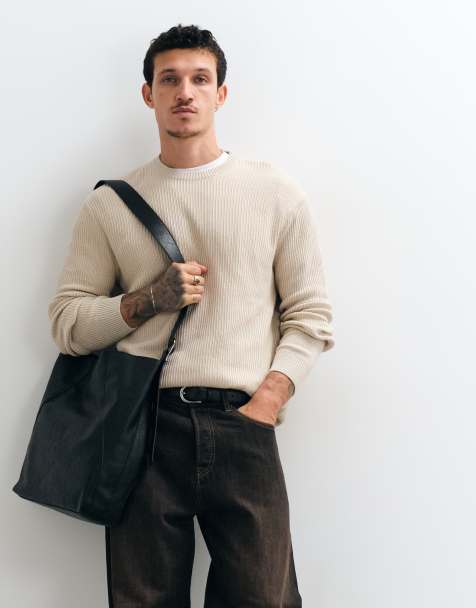 ONLY & SONS Strickpullover mit Rundhalsausschnitt in Cremeweiß in Relaxed Fit - view 1