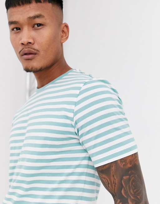 Only & Sons striped t-shirt in mint green