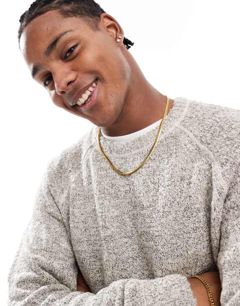 ONLY & SONS – Strukturierter Strickpullover in Beige mit Rundhalsausschnitt - view 1