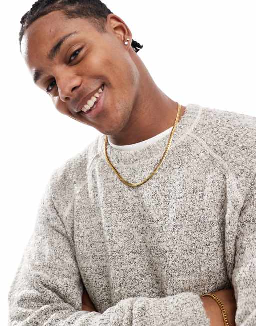 ONLY & SONS – Strukturierter Strickpullover in Beige mit Rundhalsausschnitt