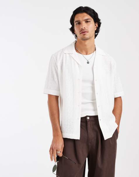ONLY & SONS – Strukturiertes Regular-Fit-Hemd in Weiß mit Freizeitkragen - view 1