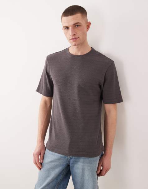 ONLY & SONS – Strukturiertes Strick-T-Shirt in Grau - view 1