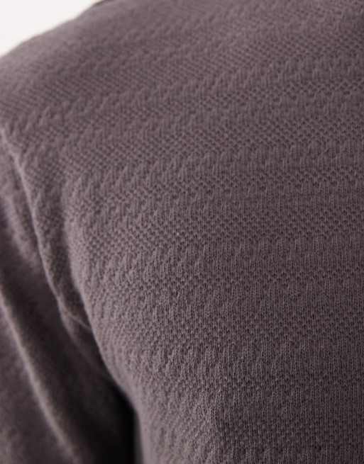 ONLY & SONS – Strukturiertes Strick-T-Shirt in Grau, 5 von 5