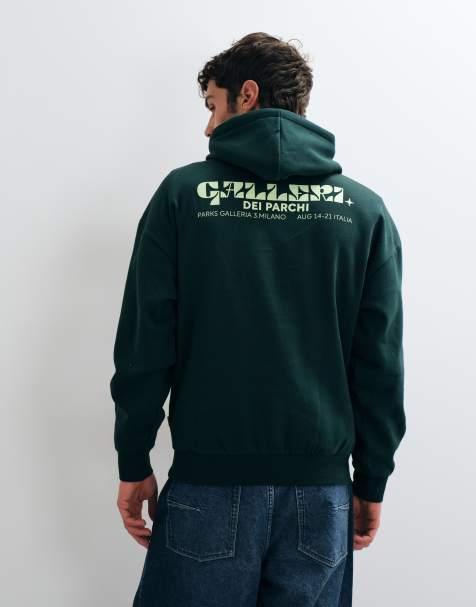 ONLY & SONS - Sudadera con capucha extragrande con estampado trasero galleri en verde oscuro - view 1
