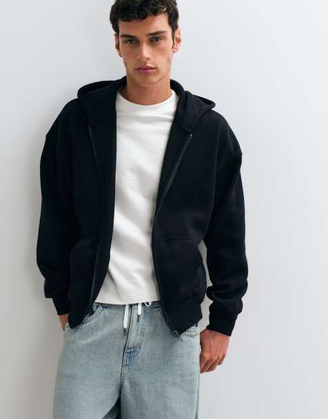 ONLY & SONS - Sudadera con capucha oversize con cremallera en negro - view 1