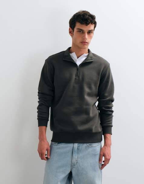 ONLY & SONS - Sudadera con media cremallera en gris oscuro - view 1