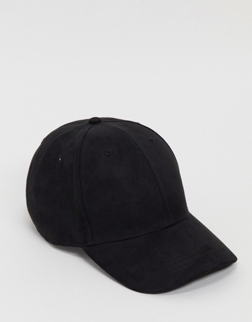 Only & Sons faux suede cap in black