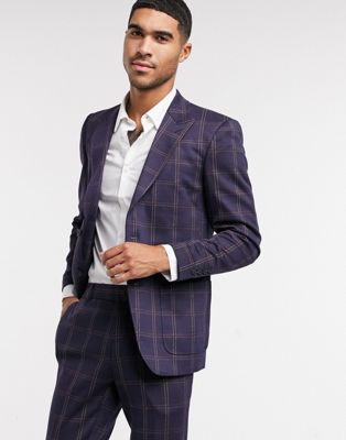 Only & Sons suit jacket in navy check (20606842)