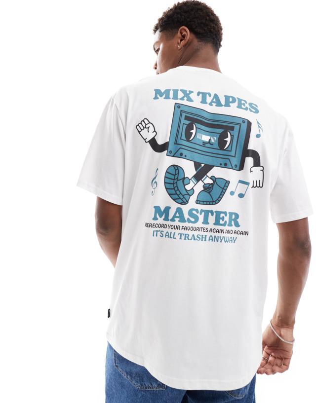 ONLY & SONS - super oversized t-shirt with mixtape back print in white