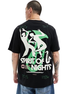 super oversized t-shirt with spirit back print in black
