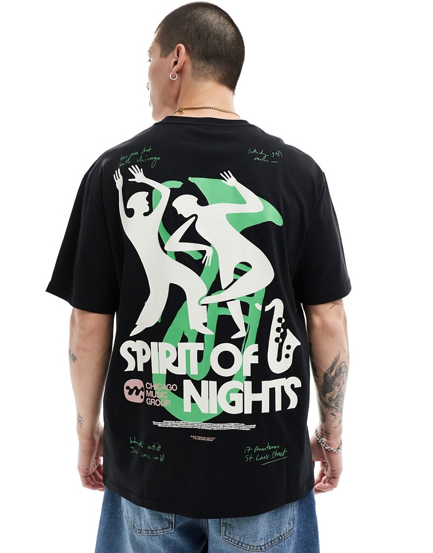 ONLY & SONS super oversized t-shirt with spirit back print in black