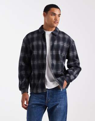 ONLY & SONS - Surchemise à carreaux avec fermeture éclair - Bleu-Bleu marine