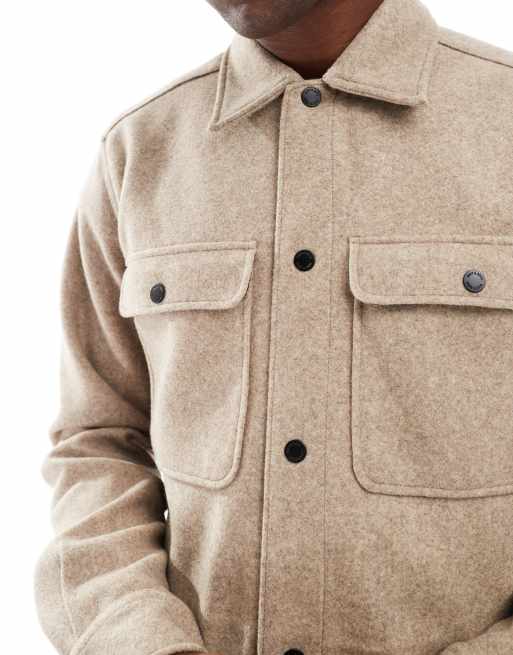 ONLY & SONS - Surchemise aspect laine - Beige, 4 de 4