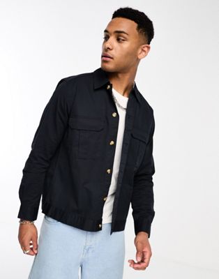 Only & Sons twill overshirt in navy  - ASOS Price Checker