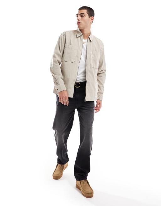ONLY & SONS - Surchemise en velours côtelé à fermeture éclair - Taupe, 3 de 4