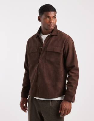 ONLY & SONS - Surchemise faux daim - Chocolat-Brown