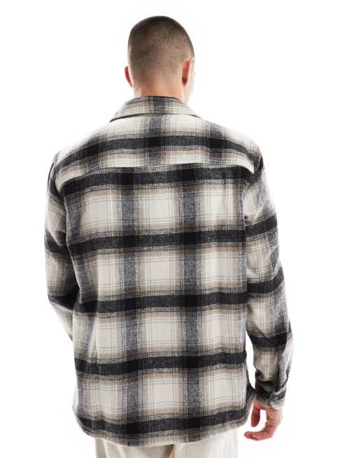 ONLY & SONS - Surchemise zippée à carreaux en laine mélangée - Noir et blanc, 2 de 4