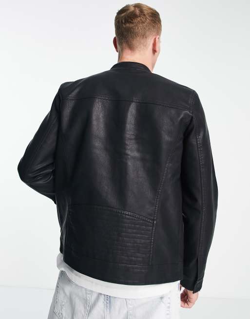 Only & Sons – Svart racerjacka i läderimitation, 3 av 4