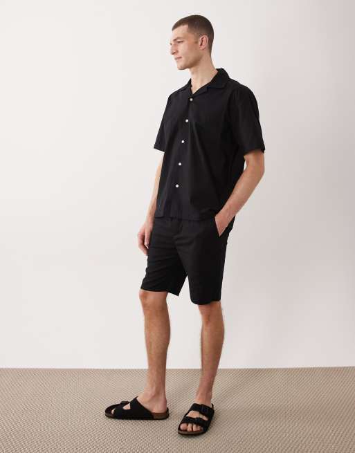 ONLY & SONS – Svart skjorta i linnestil med platt krage, del av set, 2 av 5