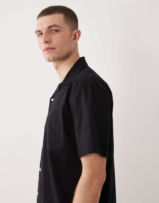 ONLY & SONS – Svart skjorta i linnestil med platt krage, del av set, 4 av 5